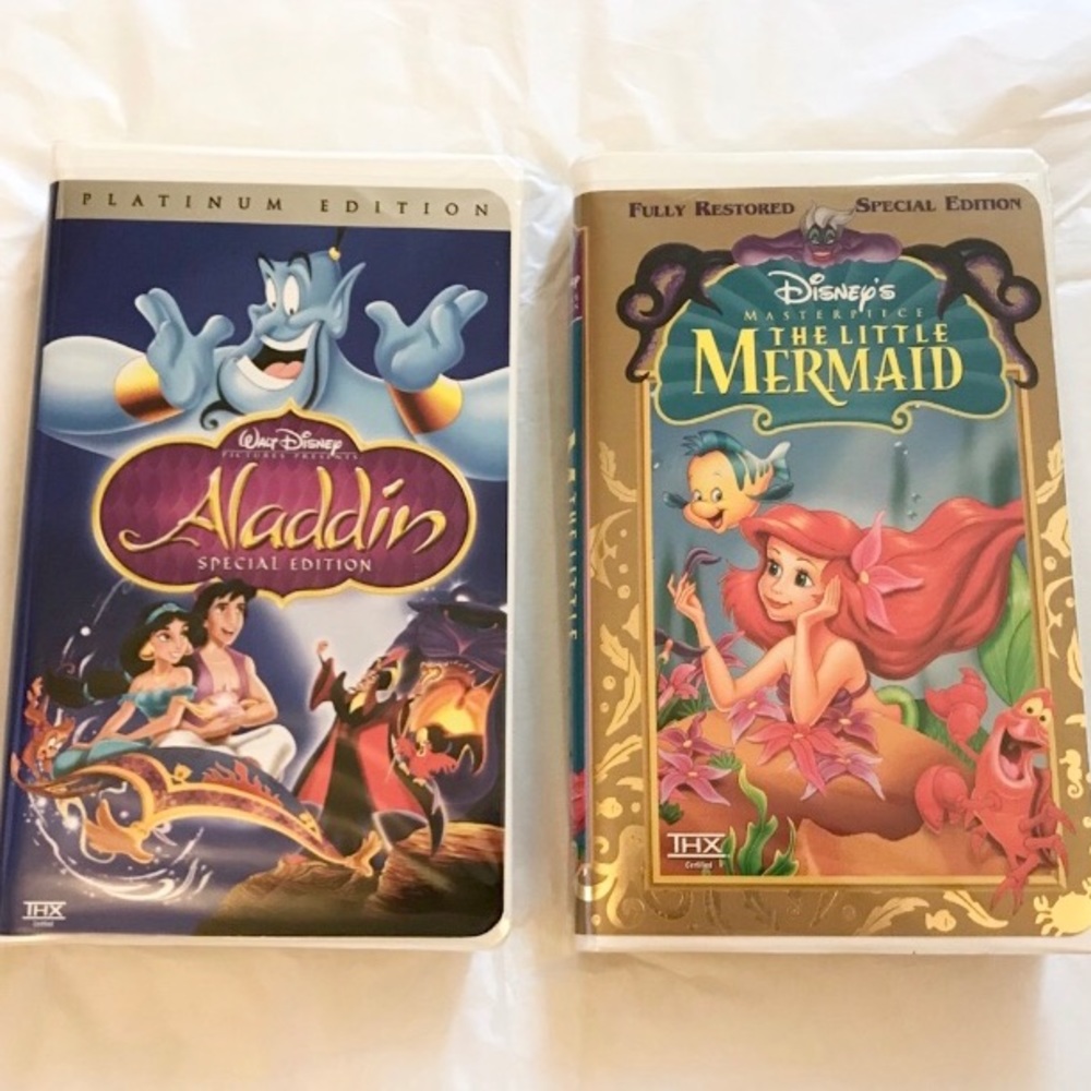 Disney VHS Tape Set Aladdin & The Little Mermaid